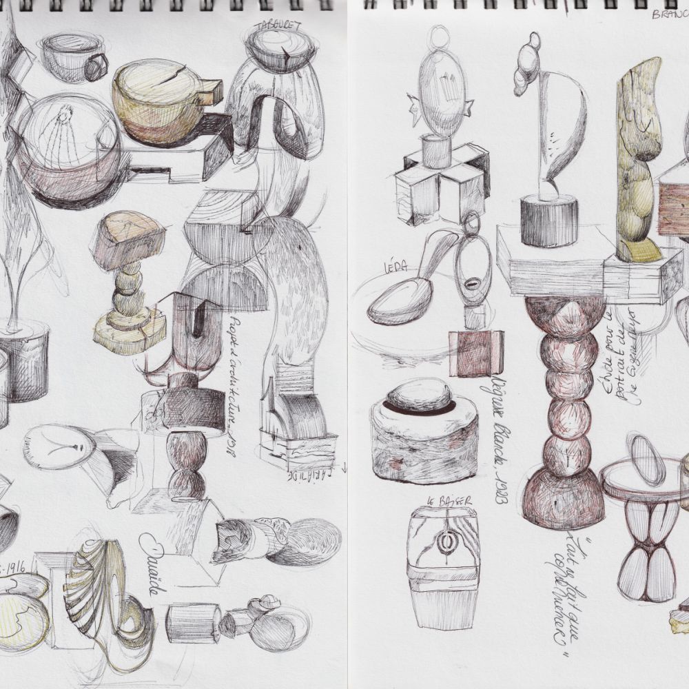 Brancusi - croquis stylo bic - avril 2024