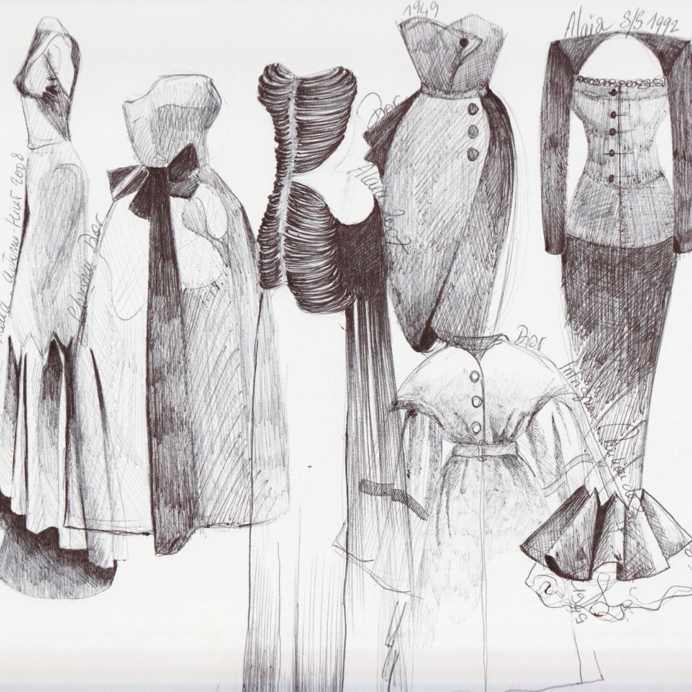 Croquis Azzedine Alaïa et Christian Dior_Fondation Alaïa_Décembre 2025