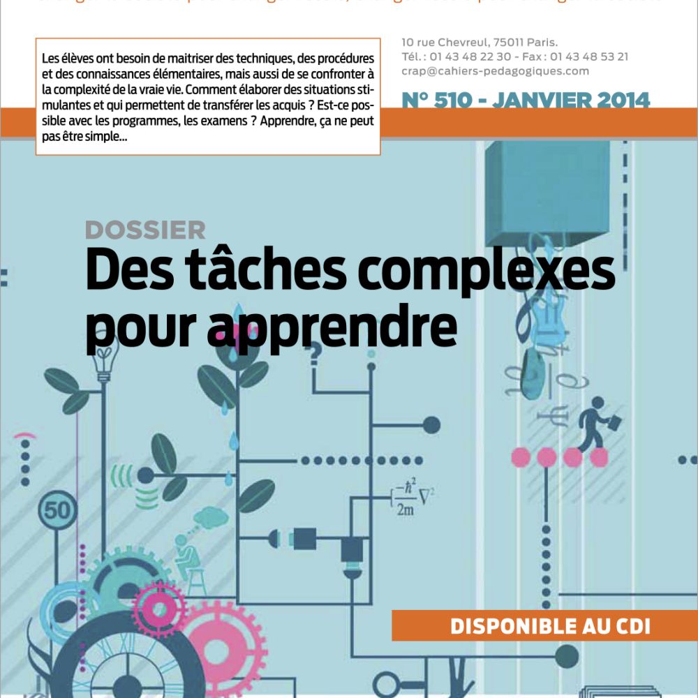 Couverture <i>Cahiers pédagogiques</i> n° 510, « Des tâches complexes pour apprendre », 2014